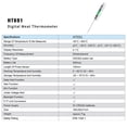 thumbnail image 2 of HABOTEST HT691 Digital Food Thermometer with Instant Read LCD Display, 108mm Probe, -50℃ to 300℃ Range, Backlight & ℃/℉ Conversion, ABS Material, for Cooking, Baking, Grilling & Outdoor BBQ, White, 2 of 7