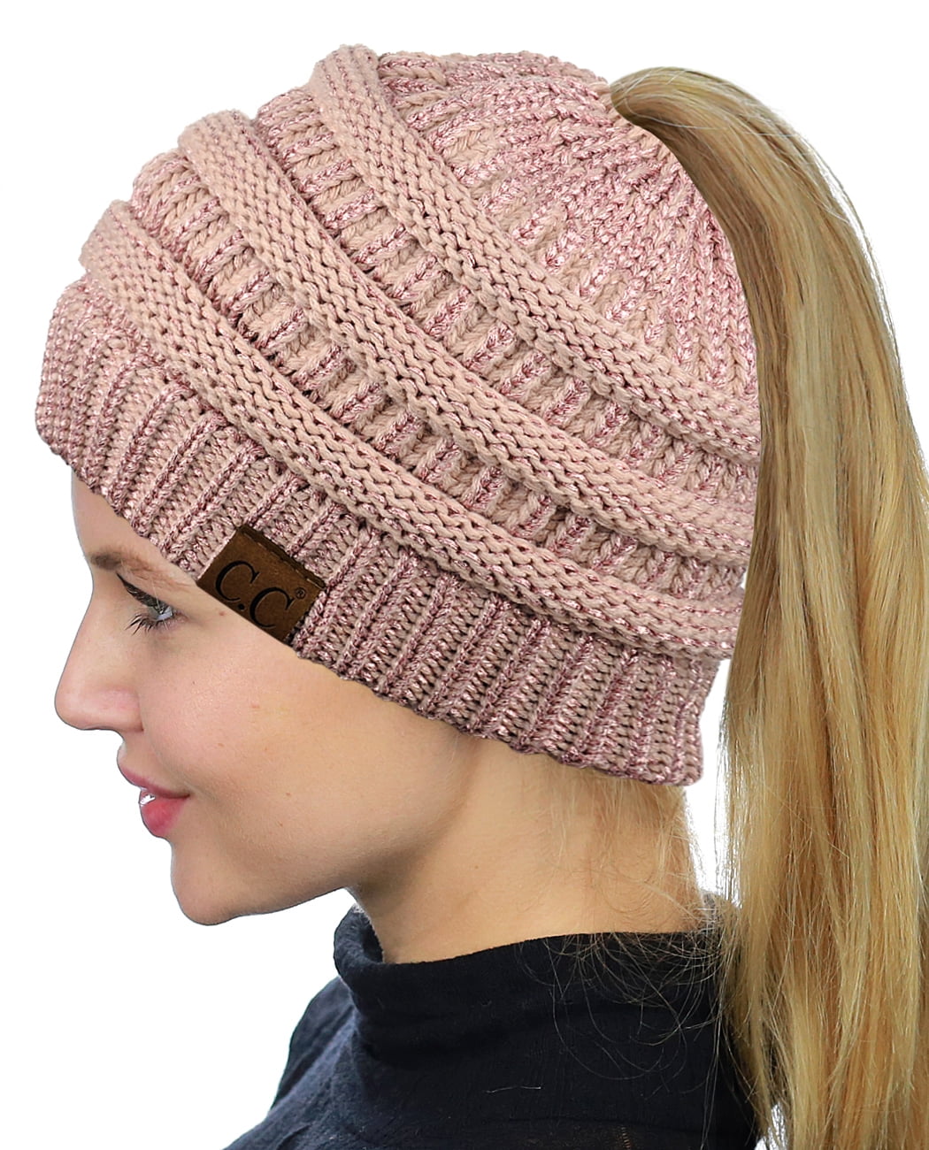 C.C BeanieTail Soft Stretch Cable Knit 
