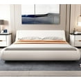 Allewie Queen Size Platform Bed Frame with Curved Adjustable Headboard