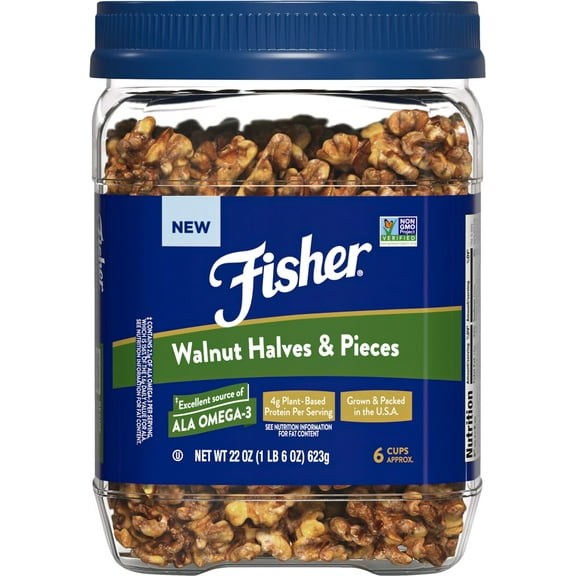 Fisher California Grown Unsalted Walnut Halves & Pieces