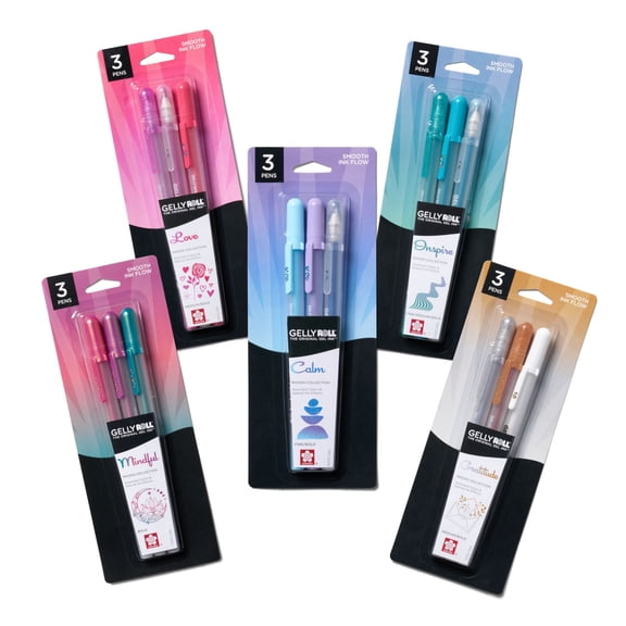 SAKURA Gelly Roll Moods Five Giftable 3 Pk Sets: Calm, Love, Gratitude, Inspire & Mindful, 15 Gel Pens