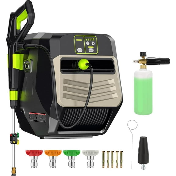 Huanherad Wall Mounted Pressure was*her Max 5500 PSI 3.6 GPM, 5 Levers Power Was*her with 100FT Retractable Hose for Car/Driveway, Automatic Rewind, Any Length Lock