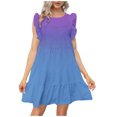 thumbnail image 1 of Fankiway Robe d'Été pour Femmes Col Rond Manches Courtes à Volants Robes d'Été Grande Taille pour Femmes Courbes Robes de Printemps pour Femmes 5363, 1 of 4