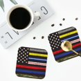thumbnail image 5 of Fuzoiu First Responder American Flag Print Leather Coasters Set,Drink Coasters Set of 6,for Tabletop Protection, Durable PVC Coasters,Home Décor and Housewarming Gift,Square, 5 of 7