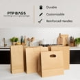 thumbnail image 5 of PTP BAGS Natural 10" x 7" x 12" Tote Bags [Pack of 250] Recyclable Kraft Paper Gift, Food Service Bags, 5 of 10