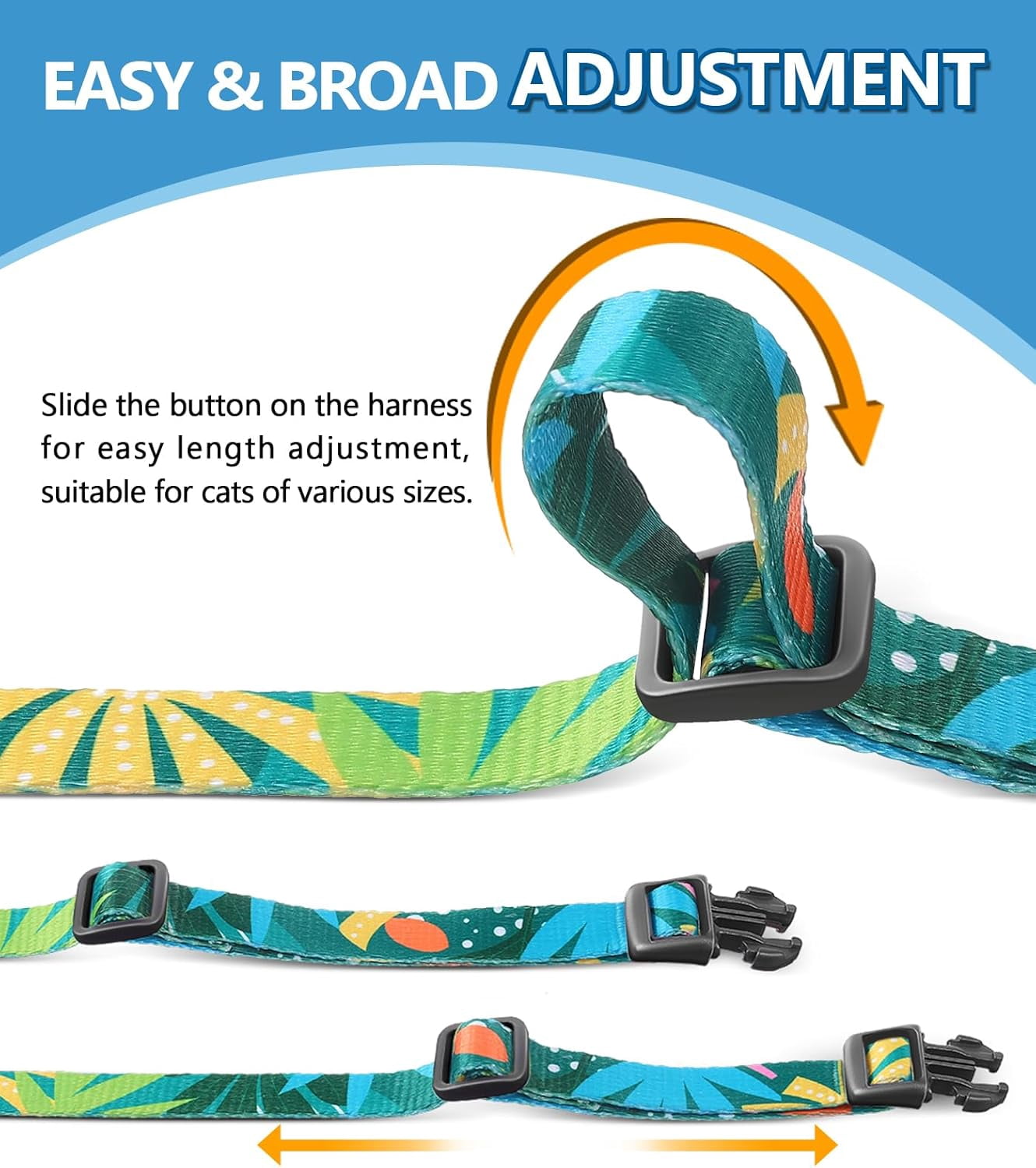 Cat Harness and Leash Set, 3-in-1 Adjustable & Lightweight, Escape-Proof, Comfortable Soft Kitten Harness for Large Cats, Safe, Easy to Wear, Outdoor Walking Travel