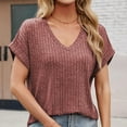 thumbnail image 4 of WCMZJ Women Tops Summer Sweaters Short Sleeve V Neck Shirts 2025 Spring Fashion Dressy Casual Business Tunic Blouses Red 2XL, 4 of 9