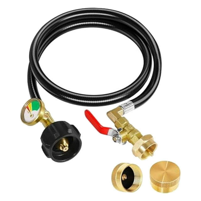 Propane Adapter Hose with Pressure Gauge and Toggle for Torches Tanks Cylinders