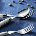 thumbnail image 3 of CAROTE 30Piece Stainless Steel Flatware Set with White Plastic Handles, Triple-Riveted & Full Tang, 3 of 9