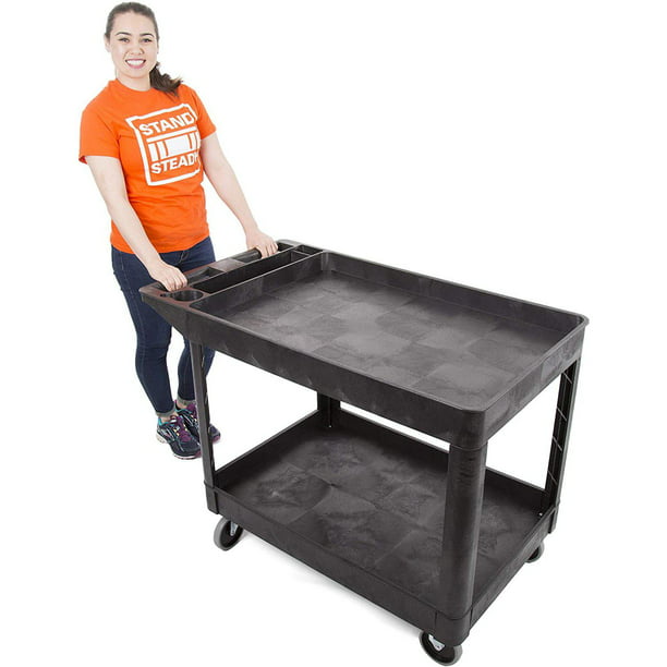Stand Steady Original Tubstr Extra Large Utility Cart - Heavy Duty Tub Cart  Holds up to 500 Pounds - 2 Shelf, Huge Rolling Cart - Great for Warehouse,  Garage and More (45.5 x 24.5 / Black) - Walmart.com