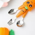 thumbnail image 4 of Children Cutlery Cartoon Fork Head Passivation Mirror Reflection Carrot Shape Spoon Fork for Kids, 4 of 7