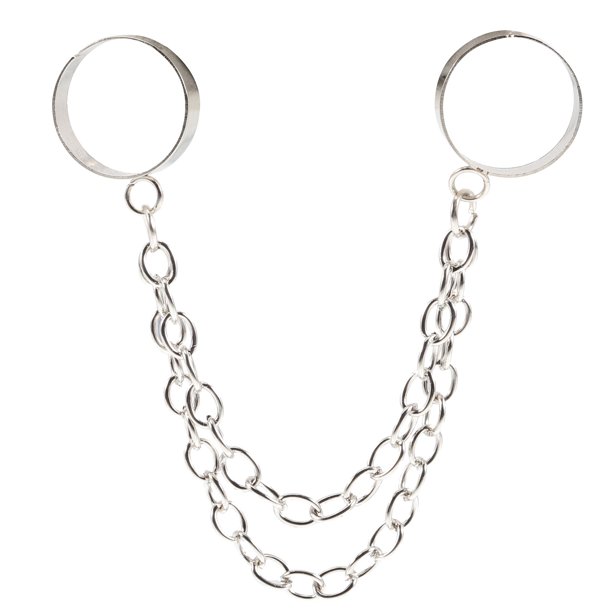 GOOHOCHY 2 piezas anillos góticos de anillo de dedo de doble cadena ajustable para mujeres adolescentes