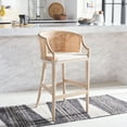 thumbnail image 2 of SAFAVIEH Brando Round Rattan Back Seat Bar Stool, Natural/White, 2 of 12