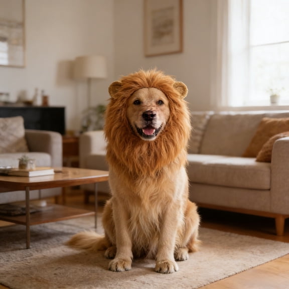 Funny Lion Mane Hat for Dogs â Soft Polyester Pet Wig with Ears for Halloween Parties, Photos & Daily Fun, Fits Small to Large Breeds