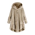 thumbnail image 2 of Dazajoo Womens Winter Fleece Jackets Long Sleeve Padded Warm Sherpa Lined Coats Solid Color Plush Fluffy Outerwear with Pockets,Khaki,L, 2 of 7