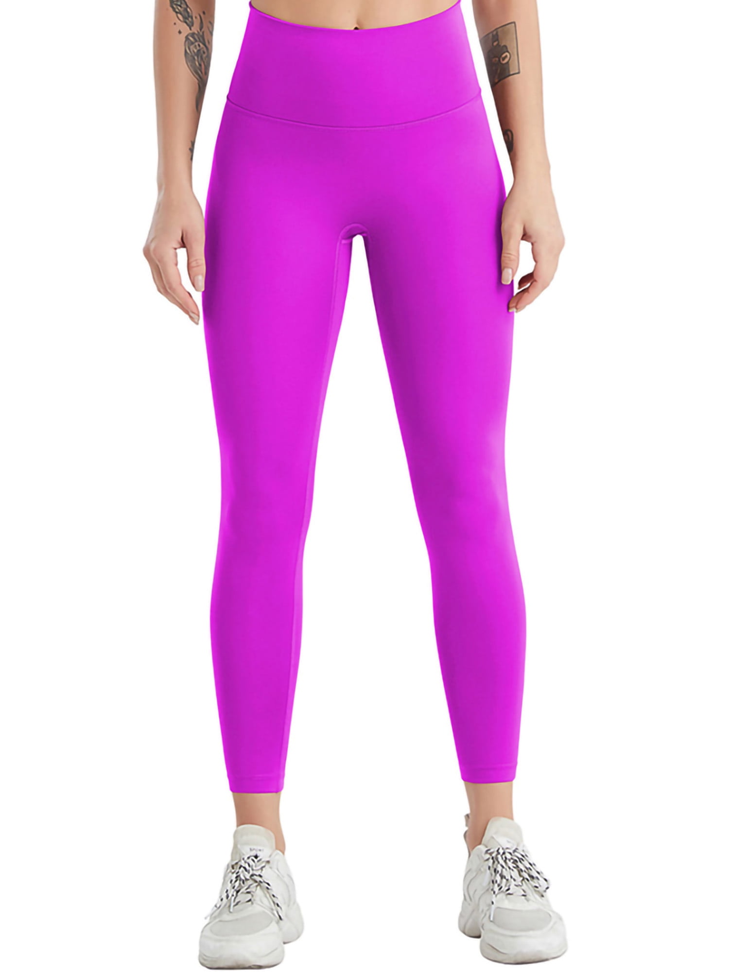 Voguele Ladies Leggings High Waist Sport Trousers Solid Color Yoga