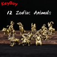 thumbnail image 2 of LLavero de latón con colgante, figuras de animales del zodiaco, ratones, Toro, Tigre, conejo, dragón, serpiente, caballo, oveja, mono, pollo, perro y cerdo, 12 unidades, 2 of 4