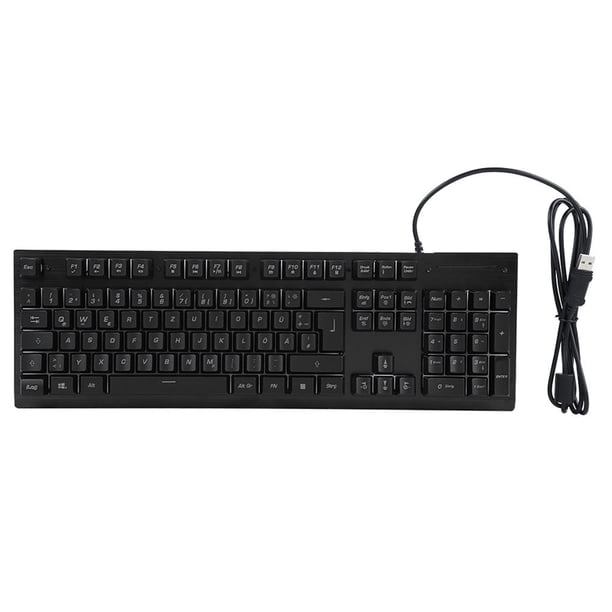 Teclado Para Juegos Con Cable 2Kw Clicks Slim Usb Juego De Teclado Retroiluminado Para Países De Habla Alemana Inevent EL006977-00