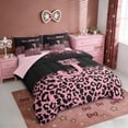 thumbnail image 2 of Erosebridal Cheetah Pattern Letter J 7-Piece Bedding Comforter Set,Pink Black Leopard Printed King Bedding Sets For Kids Girls,Reversible pink, 2 of 7