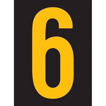 Stranco Reflective Number Label,6,2-1/2in H,PK25 RUM200-6-YB