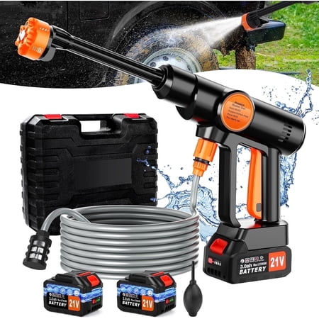 Tanbaby 970PSI Cordless Pressure Washer, 550W 1.5GPM Portable Power Washer with 6-in-1 Adjustable Nozzle, 2×3.0Ah Battery Power Cleaner with 16.4ft Hose for Cars/Patios