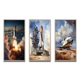 thumbnail image 2 of Designart "Launch of the Space Shuttle III" Space Shuttle Framed Wall Art Set Of 3 - White Space Shuttle Frame Gallery Wall Set For Home Decor, 2 of 7