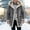 Gray, variant on Winter Warm Suede Jackets for Men Sherpa Lined Jacket Outwear Men Toggle Coat Hooded Thick Fleece Jacket Single Breasted Overcoat with Fluffy Hood Collar and Cuffs
