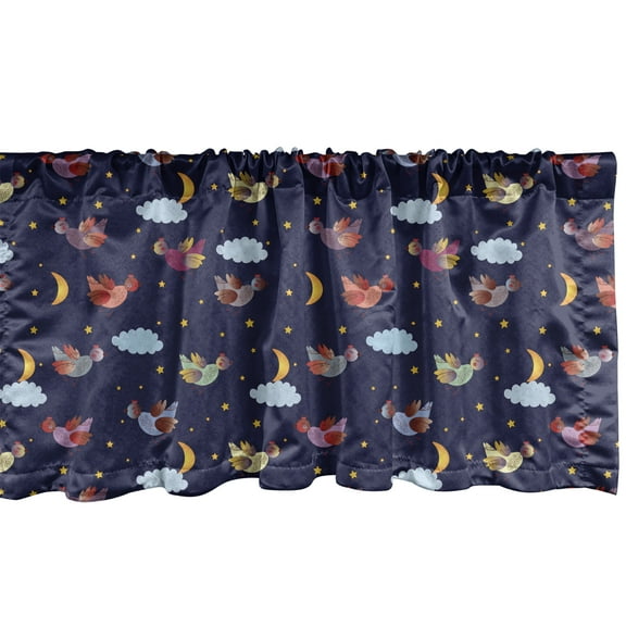 Ambesonne Fantasy World Window Valance, Orient Birds Clouds, 54" X 18", Multicolor