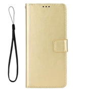 Wallet Case for Honor 600 Pro with Card Holder, PU Leather Flip Phone Case with Kickstand Magnetic Closure Wrist Strap Gold