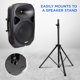 thumbnail image 4 of LyxPro 15 Inch Active PA Rechargeable Battery Speaker System, Bluetooth, MP3, USB, SD Card Slot, Foldable Carry Handle, Easy Carry Wheels-SPA-15 BAT, 4 of 5