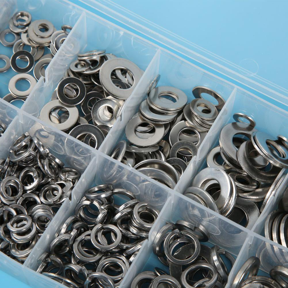 790Pcs Washer Stainless Steel Round Flat/Spring Washer Assortment Kit 