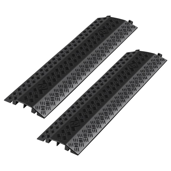 2 Pack Drop Over Cable Cover, 17,500 lbs/Axle Load Capacity, Heavy Duty Cable Hose Protector Ramp, Floor Cord Cover, for High Walking Traffic Areas, Indoor, Outdoor, Home, Office, Warehouse