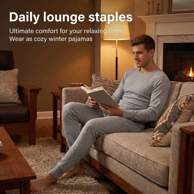 COUVER Men's 100% Polyester Thermal Underwear Set photo 5