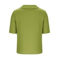 thumbnail image 3 of Fesfesfes Women's Fashion Tops Solid Color Chest Pocket Stand Collar T-shirt with Double-Button Placket Casual Trendy Blouse Clothes(Green,S), 3 of 8