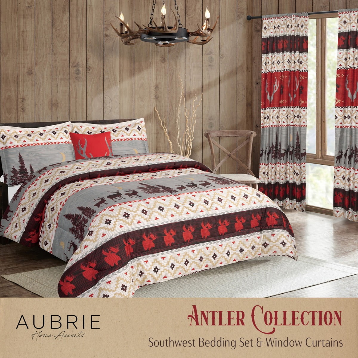 Southwest Comforter Set Sheet Set Tribal Reversible QUEEN Men Bedding Gray Red 