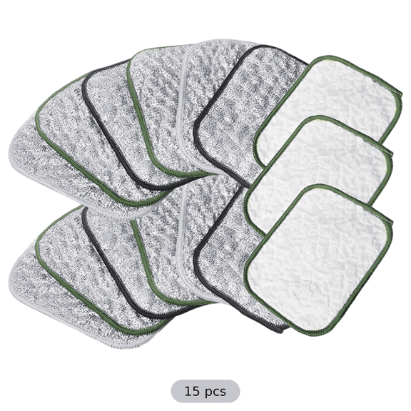 15 Pcs Multipurpose Dishwashing Rags, Reusable Non-Scratch Wire Scrubbing Cloths with Microfiber, Double-Sided Heavy Duty Sponge Cloths for Kitchen Cleaning, Dishes, Sinks, Pots and Pans
