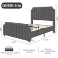 thumbnail image 3 of Yesurprise Queen Size Platform Bed Frame with 50.2Inches Headboard, Velvet Upholstered Bed Frame King with Vertical Channel Tufted Headboard & Footboard, Nailhead Trim, No Box Spring Needed, 3 of 7