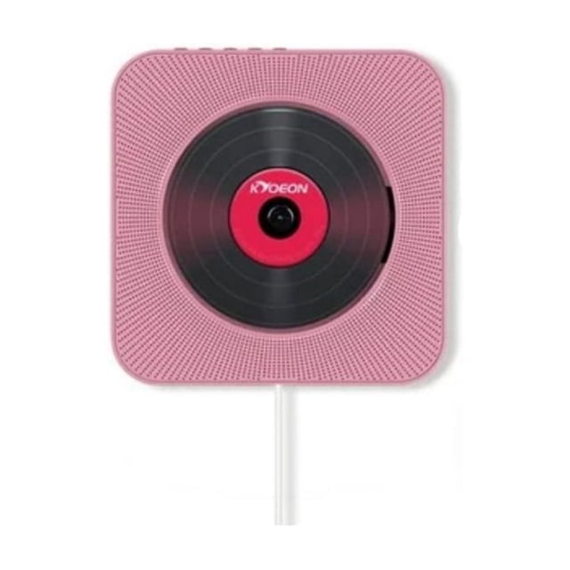 Reproductor de CD de pared, radio FM, Bluetooth, USB, MP3, rosa