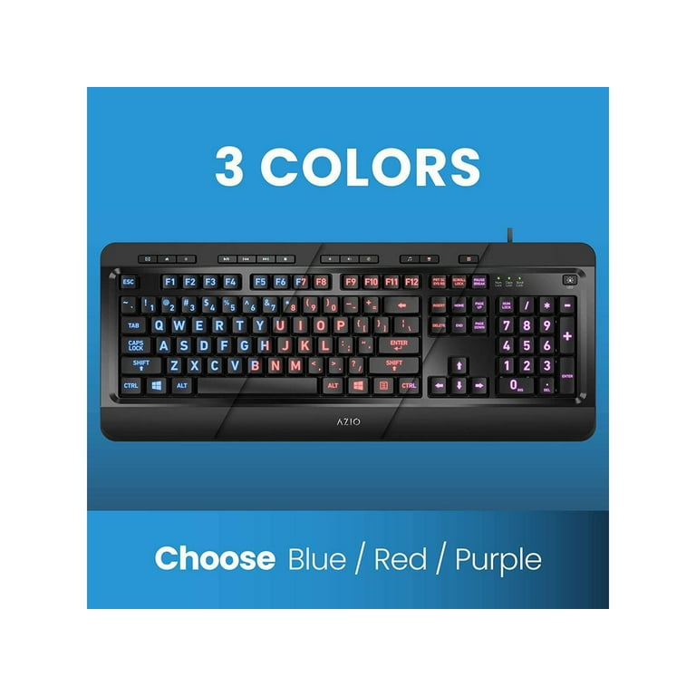 AZIO KB505U Large Print Tri-Color LED USB Keyboard