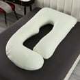thumbnail image 2 of TOPCHANCES Pregnancy Pillow, J-Shape Full Body Maternity Pillow for Side Sleeping with Removable Cover, 27 * 57inch, Light Green, 2 of 18