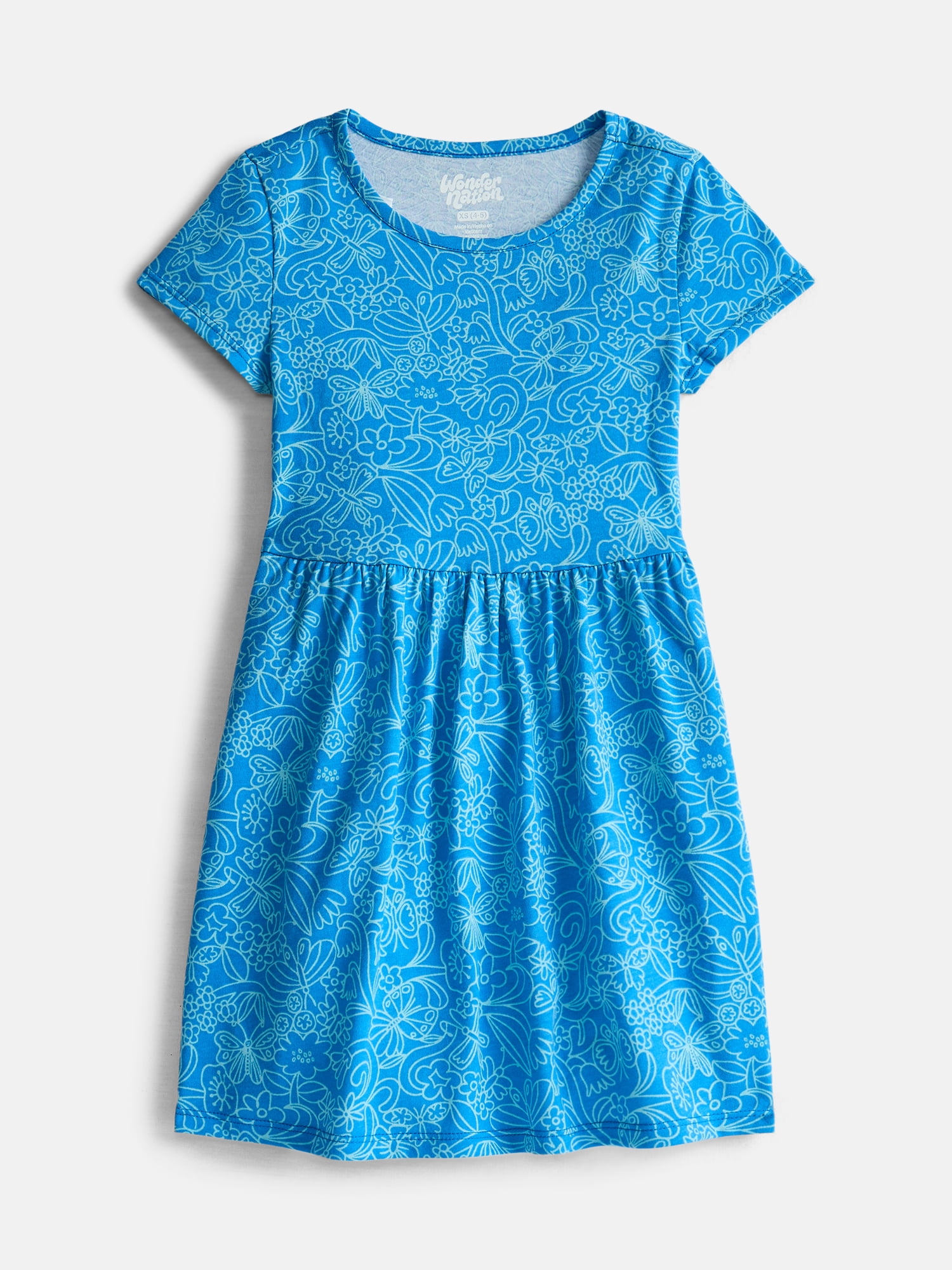 Wonder Nation Little Girls and Big Girls Play Dress with Short Sleeves, 2 Pack, Sizes XS-XXL