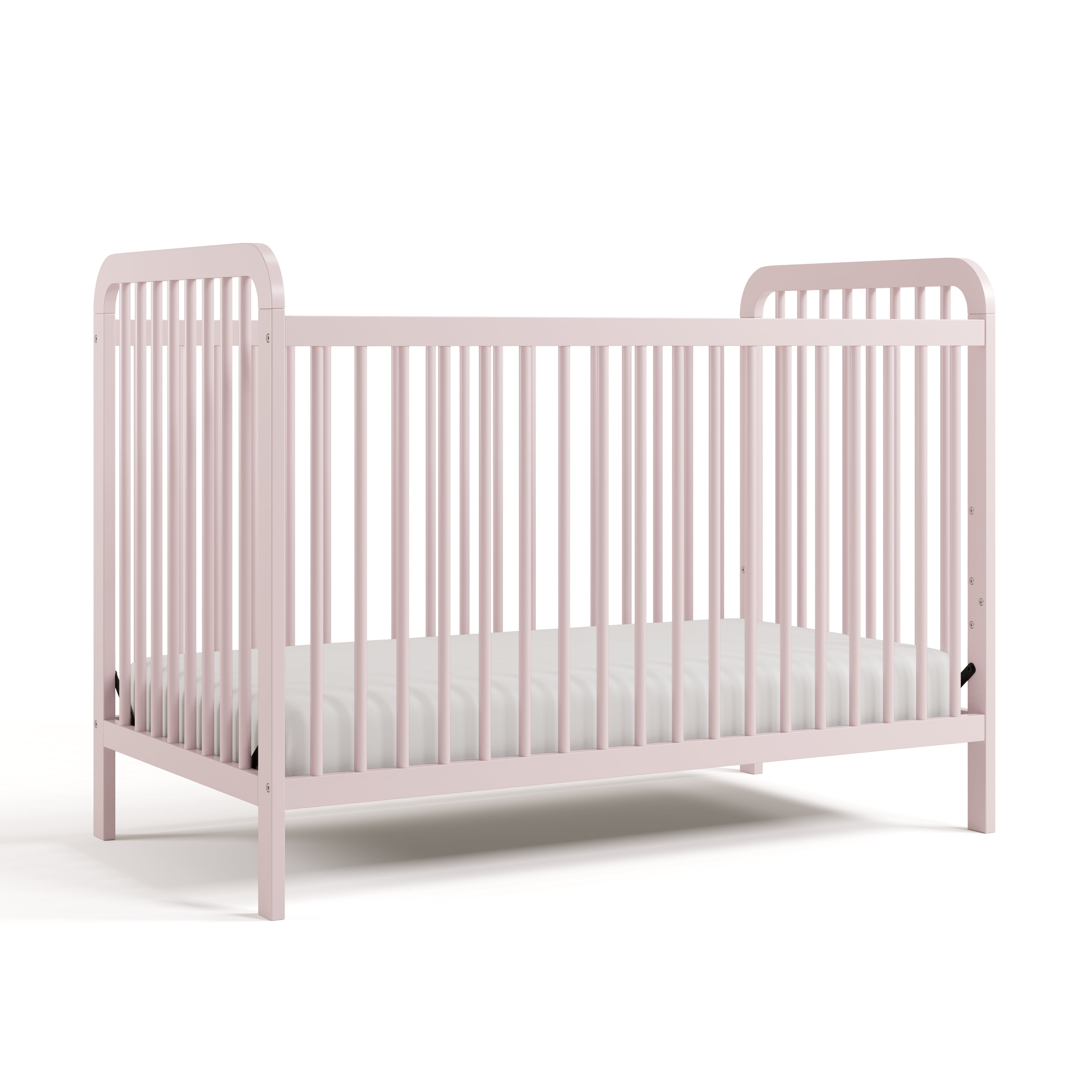 Storkcraft Pasadena 3-in-1 Convertible Baby Crib – GREENGUARD Gold Certified, 100% Solid Wood, Fits Standard Crib Mattress, Converts to Toddler Bed and Daybed, 4 Mattress Heights  , Blush