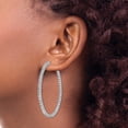 thumbnail image 3 of Primal Silver Sterling Silver Rhodium-plated Cubic Zirconia In and Out Hinged Hoop Earrings, 3 of 4