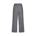 thumbnail image 5 of QATAINLAV Crop Pants for Women Loose Fit Wide Leg Linen Capris Summer Casual Drawstring Beach Pants Fashion Dandelion Print Cropped Trousers with Pockets Deals Today Prime Dark Gray S, 5 of 6