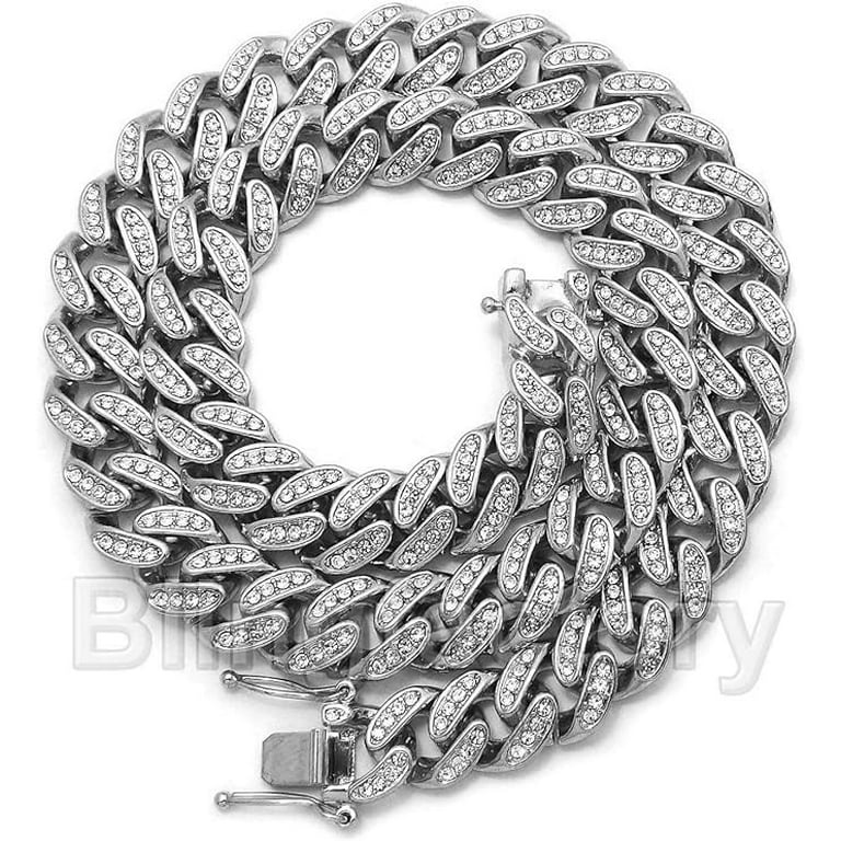 ◇NASTY FANCY CLUB◇ Dual Charm Necklace Tee WHITE F25QB097 Hip Hop Iced White Gold Plated 18ST Cubic Zirconia Pendant