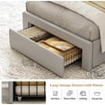 thumbnail image 2 of ARICOEASY Twin XL Bed Frames with Hidden Storage Headboard & Drawers, Upholstered Twin XL Platform Bed with LED Lights, Type-C Charging Station, No Box Spring Needed, Solid Wood Slats, Light Grey, 2 of 10