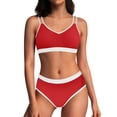 thumbnail image 1 of Conjunto de Bikini de Cintura Alta para Mujeres Traje de Baño de Dos Piezas de Control Del Estómago, Traje de Baño de Bloque de Color con Almohadillas Extraíbles, 1 of 9