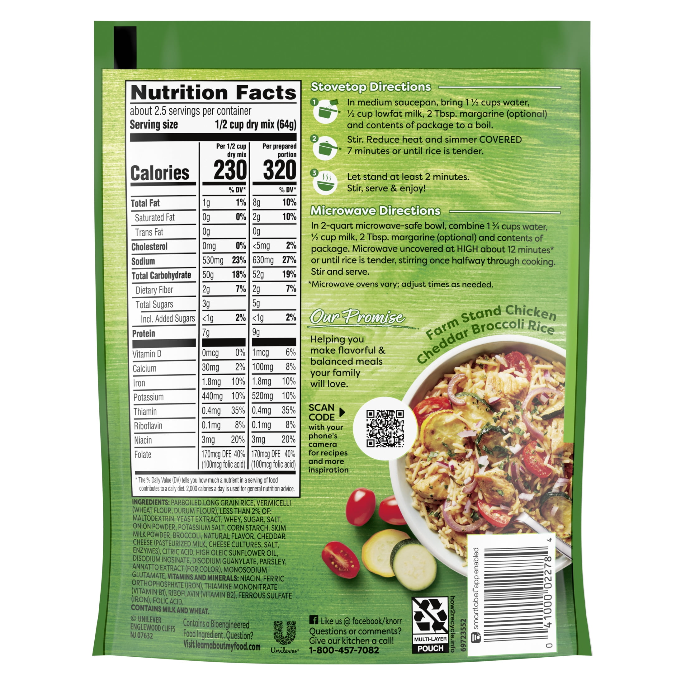 Knorr No Artificial Flavors Cheddar Broccoli Rice Cooks in 7 Minutes, 5.7 oz 12 Regular Pouch