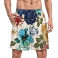 thumbnail image 1 of NICKSUN Shorts de Pyjama Amusants pour Hommes, Bas de Pyjama Doux avec Poches, Floral Coloré, S, 1 of 5
