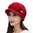thumbnail image 2 of Womens Fashion Flower Knit Crochet Beanie Hat Winter Cotton Beret Cap, 2 of 8